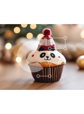 Σετ των 2 Intra Συλλεκτικό Ξύλινο Παζλ Plywood  4mm - Cupcake με καπέλο Panda και Χριστουγεννιάτικα στολίδια Σε Ξύλινο Κουτί - Διαστάσεις: 10x10 cm – 25 κομμάτια