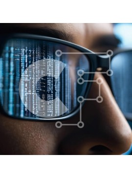 Intra Συλλεκτικό Ξύλινο Παζλ Plywood  4mm - Άνδρας που φορά γυαλιά με σύμβολα δυαδικού κώδικα Σε Ξύλινο Κουτί - Διαστάσεις Puzzle: 10x10 cm – 25 κομμάτια