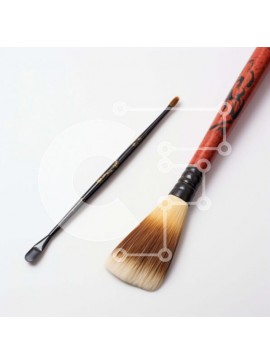 Σετ των 2 Intra Συλλεκτικό Ξύλινο Παζλ Plywood  4mm - Επαγγελματικά πινέλα μακιγιάζ με κόκκινες και πορτοκαλί λαβές Σε Ξύλινο Κουτί - Διαστάσεις: 10x10 cm – 25 κομμάτια