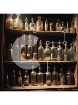 Intra Συλλεκτικό Ξύλινο Παζλ Plywood  4mm - Vintage γυάλινα μπουκάλια σε ξύλινο ράφι Σε Ξύλινο Κουτί - Διαστάσεις Puzzle: 10x10 cm – 25 κομμάτια