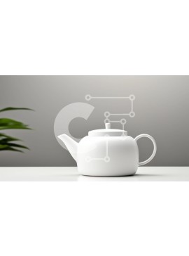 Intra Συλλεκτικό Ξύλινο Παζλ Plywood  4mm - Λευκή τσαγιέρα στο τραπέζι με φυτό σε γλάστρα Σε Ξύλινο Κουτί - Διαστάσεις Puzzle: 10x10 cm – 25 κομμάτια