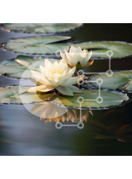 Intra Συλλεκτικό Ξύλινο Παζλ Plywood  4mm - Όμορφη εικόνα ενός λουλουδιού λευκού νούφαρου σε μια λίμνη Σε Ξύλινο Κουτί - Διαστάσεις: 10x10 cm – 25 κομμάτια