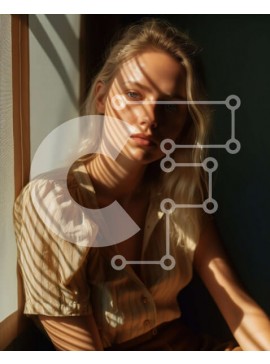 Intra Συλλεκτικό Ξύλινο Παζλ Plywood  4mm - Όμορφη εικόνα μιας γυναίκας που απολαμβάνει το φως του ήλιου δίπλα στο παράθυρο Σε Ξύλινο Κουτί - Διαστάσεις Puzzle: 10x10 cm – 25 κομμάτια