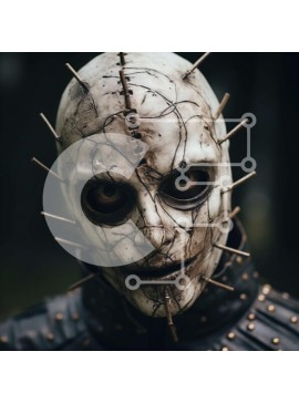 Σετ των 2 Intra Συλλεκτικό Ξύλινο Παζλ Plywood  4mm - Άτομο με μαύρο δερμάτινο μπουφάν και ακίδες, που φορά μάσκα με κέρατα Σε Ξύλινο Κουτί - Διαστάσεις: 10x10 cm – 25 κομμάτια