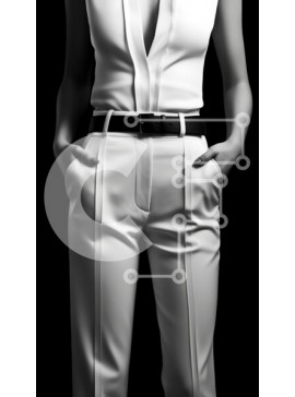 Intra Συλλεκτικό Ξύλινο Παζλ Plywood  4mm - Κομψή γυναίκα που ποζάρει με τα χέρια της στους γοφούς σε λευκό πουκάμισο και παντελόνι Σε Ξύλινο Κουτί - Διαστάσεις Puzzle: 10x10 cm – 25 κομμάτια