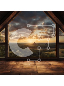 Intra Συλλεκτικό Ξύλινο Παζλ Plywood  4mm - Γαλήνια θέα στο ηλιοβασίλεμα από μια καμπίνα στο δάσος Σε Ξύλινο Κουτί - Διαστάσεις: 10x10 cm – 25 κομμάτια