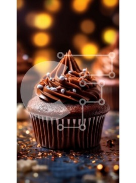 Intra Συλλεκτικό Ξύλινο Παζλ Plywood  4mm - Νόστιμο Cupcake σοκολάτας με παγωμένο σε σκούρο φόντο Σε Ξύλινο Κουτί - Διαστάσεις: 10x10 cm – 25 κομμάτια