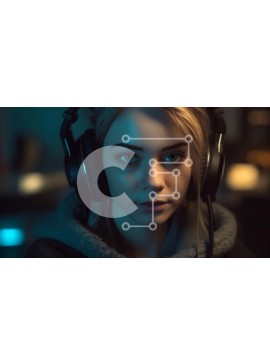 Intra Συλλεκτικό Ξύλινο Παζλ Plywood  4mm - Σοβαρή νεαρή γυναίκα που φορά ακουστικά κοιτάζοντας τη φωτογραφία της κάμερας Σε Ξύλινο Κουτί - Διαστάσεις Puzzle: 10x10 cm – 25 κομμάτια