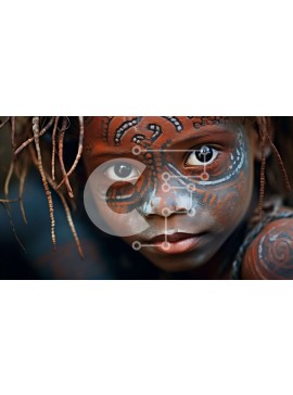 Intra Συλλεκτικό Ξύλινο Παζλ Plywood  4mm - Εκπληκτικό πορτρέτο ενός νεαρού κοριτσιού με παραδοσιακό φυλετικό χρώμα Σε Ξύλινο Κουτί - Διαστάσεις Puzzle: 10x10 cm – 25 κομμάτια