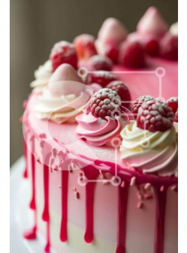 Σετ των 2 Intra Συλλεκτικό Ξύλινο Παζλ Plywood  4mm - Λαχταριστό ροζ κέικ με σμέουρα και φράουλες Σε Ξύλινο Κουτί - Διαστάσεις: 10x10 cm – 25 κομμάτια