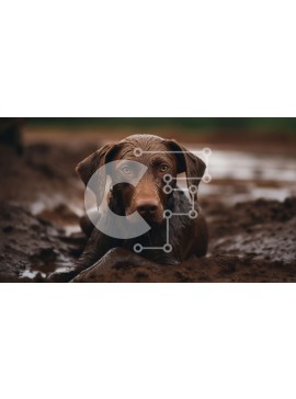 Intra Συλλεκτικό Ξύλινο Παζλ Plywood  4mm - Καφέ σκυλί λαχανιασμένο στη λάσπη Σε Ξύλινο Κουτί - Διαστάσεις: 10x10 cm – 25 κομμάτια