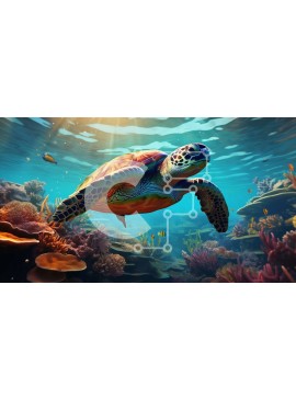 Intra Συλλεκτικό Ξύλινο Παζλ Plywood  4mm - Όμορφη εικόνα της χελώνας στον κοραλλιογενή ύφαλο με πολύχρωμα ψάρια και θαλάσσια πλάσματα Σε Ξύλινο Κουτί - Διαστάσεις: 10x10 cm – 25 κομμάτια