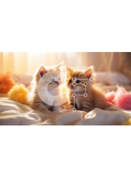 Intra Συλλεκτικό Ξύλινο Παζλ Plywood  4mm - Δύο πορτοκαλί γατάκια που παίζουν σε ένα κρεβάτι με πολύχρωμες μπάλες Σε Ξύλινο Κουτί - Διαστάσεις: 10x10 cm – 25 κομμάτια