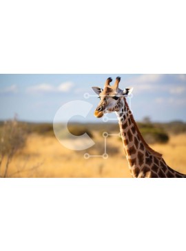 Intra Συλλεκτικό Ξύλινο Παζλ Plywood  4mm - Καμηλοπάρδαλη που στέκεται σε ένα χορταριασμένο χωράφι Σε Ξύλινο Κουτί - Διαστάσεις: 10x10 cm – 25 κομμάτια