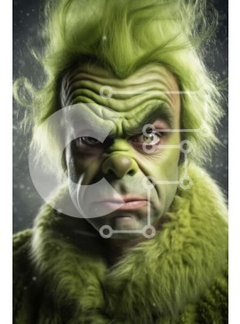 Intra Συλλεκτικό Ξύλινο Παζλ Plywood  4mm - Άνδρας με στολή Grinch με πράσινα μαλλιά Σε Ξύλινο Κουτί - Διαστάσεις Puzzle: 10x10 cm – 25 κομμάτια