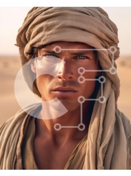 Intra Συλλεκτικό Ξύλινο Παζλ Plywood  4mm - Πορτρέτο της ερήμου ενός άνδρα με τουρμπάνι και ρόμπες με σοβαρή έκφραση Σε Ξύλινο Κουτί - Διαστάσεις Puzzle: 10x10 cm – 25 κομμάτια