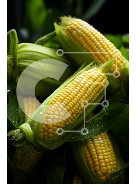 Σετ των 2 Intra Συλλεκτικό Ξύλινο Παζλ Plywood  4mm - Σωρός από φρεσκοκομμένο καλαμπόκι στο στάχυ Σε Ξύλινο Κουτί - Διαστάσεις: 10x10 cm – 25 κομμάτια