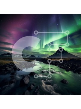 Intra Συλλεκτικό Ξύλινο Παζλ Plywood  4mm - Εκπληκτική εικόνα του Βόρειου Σέλας πάνω από τα χιονισμένα βουνά και τον ποταμό Σε Ξύλινο Κουτί - Διαστάσεις: 10x10 cm – 25 κομμάτια