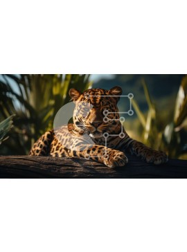 Intra Συλλεκτικό Ξύλινο Παζλ Plywood  4mm - Jaguar σε κλαδί δέντρου σε περιβάλλον ζούγκλας Σε Ξύλινο Κουτί - Διαστάσεις: 10x10 cm – 25 κομμάτια