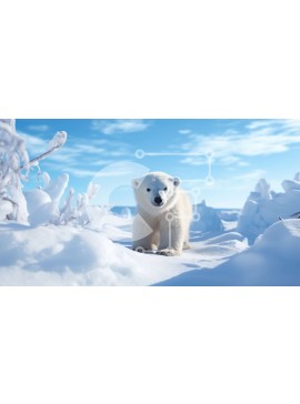 Intra Συλλεκτικό Ξύλινο Παζλ Plywood  4mm - Πολική αρκούδα που περπατά στο χιονισμένο τοπίο Σε Ξύλινο Κουτί - Διαστάσεις: 10x10 cm – 25 κομμάτια