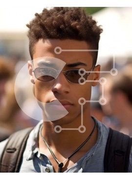 Intra Συλλεκτικό Ξύλινο Παζλ Plywood  4mm - Σοβαρός νεαρός άνδρας με μαύρο πουκάμισο που αντιμετωπίζει ένα πλήθος Σε Ξύλινο Κουτί - Διαστάσεις Puzzle: 10x10 cm – 25 κομμάτια