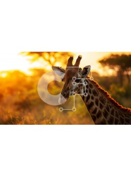 Intra Συλλεκτικό Ξύλινο Παζλ Plywood  4mm - Καμηλοπάρδαλη στο ηλιοβασίλεμα σε ένα χορταριασμένο χωράφι Σε Ξύλινο Κουτί - Διαστάσεις: 10x10 cm – 25 κομμάτια