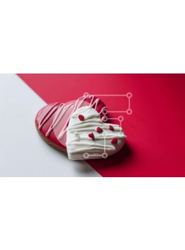 Σετ των 2 Intra Συλλεκτικό Ξύλινο Παζλ Plywood  4mm - Μπισκότο σε σχήμα καρδιάς με Λευκό Πάγωμα και Κόκκινα Πασπαλίσματα Σε Ξύλινο Κουτί - Διαστάσεις: 10x10 cm – 25 κομμάτια