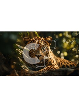 Intra Συλλεκτικό Ξύλινο Παζλ Plywood  4mm - Jaguar σε μια ζούγκλα με στίγματα και διαπεραστικά κίτρινα μάτια Σε Ξύλινο Κουτί - Διαστάσεις: 10x10 cm – 25 κομμάτια