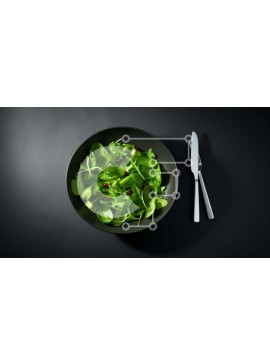 Σετ των 2 Intra Συλλεκτικό Ξύλινο Παζλ Plywood  4mm - Φρέσκια σαλάτα σε μαύρο μπολ με σκεύη Σε Ξύλινο Κουτί - Διαστάσεις: 10x10 cm – 25 κομμάτια