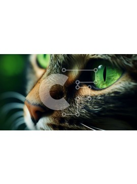 Intra Συλλεκτικό Ξύλινο Παζλ Plywood  4mm - Όμορφη κοντινή εικόνα του προσώπου μιας γάτας με πράσινα μάτια Σε Ξύλινο Κουτί - Διαστάσεις: 10x10 cm – 25 κομμάτια