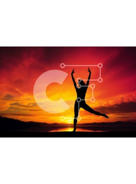 Intra Συλλεκτικό Ξύλινο Παζλ Plywood  4mm - Όμορφη εικόνα μιας γυναίκας σε στάση γιόγκα στο ηλιοβασίλεμα Σε Ξύλινο Κουτί - Διαστάσεις Puzzle: 10x10 cm – 25 κομμάτια