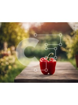 Σετ των 2 Intra Συλλεκτικό Ξύλινο Παζλ Plywood  4mm - Φρέσκο ​​κόκκινο πιπέρι σε ξύλινο τραπέζι στον κήπο Σε Ξύλινο Κουτί - Διαστάσεις: 10x10 cm – 25 κομμάτια