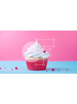 Σετ των 2 Intra Συλλεκτικό Ξύλινο Παζλ Plywood  4mm - Νόστιμο cupcake με λευκό γλάσο σε μπλε επιφάνεια Σε Ξύλινο Κουτί - Διαστάσεις: 10x10 cm – 25 κομμάτια
