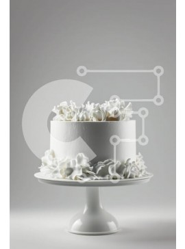 Σετ των 2 Intra Συλλεκτικό Ξύλινο Παζλ Plywood  4mm - Λευκή τούρτα τριών επιπέδων σε κομψό βάθρο Σε Ξύλινο Κουτί - Διαστάσεις: 10x10 cm – 25 κομμάτια