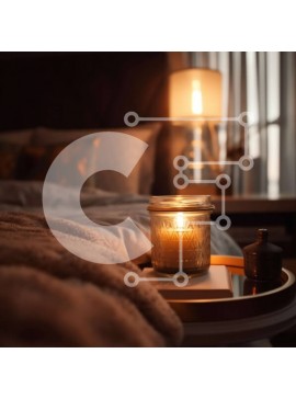 Intra Συλλεκτικό Ξύλινο Παζλ Plywood  4mm - Άνετο υπνοδωμάτιο με κερί στο κομοδίνο Σε Ξύλινο Κουτί - Διαστάσεις Puzzle: 10x10 cm – 25 κομμάτια