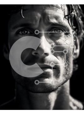 Intra Συλλεκτικό Ξύλινο Παζλ Plywood  4mm - Ασπρόμαυρο πορτρέτο ενός τραχύ άνδρα με γένια Σε Ξύλινο Κουτί - Διαστάσεις Puzzle: 10x10 cm – 25 κομμάτια