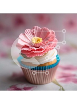 Σετ των 2 Intra Συλλεκτικό Ξύλινο Παζλ Plywood  4mm - Κομψό Cupcake με ροζ λουλούδι διακόσμηση Σε Ξύλινο Κουτί - Διαστάσεις: 10x10 cm – 25 κομμάτια