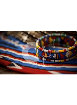 Σετ των 2 Intra Συλλεκτικό Ξύλινο Παζλ Plywood  4mm - Πολύχρωμο χειροποίητο βραχιόλι σε ύφασμα αφρικανικής έμπνευσης Σε Ξύλινο Κουτί - Διαστάσεις: 10x10 cm – 25 κομμάτια