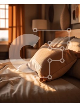 Intra Συλλεκτικό Ξύλινο Παζλ Plywood  4mm - Άνετο δωμάτιο ξενοδοχείου με λευκό άνετο κρεβάτι και ξύλινο κεφαλάρι Σε Ξύλινο Κουτί - Διαστάσεις Puzzle: 10x10 cm – 25 κομμάτια