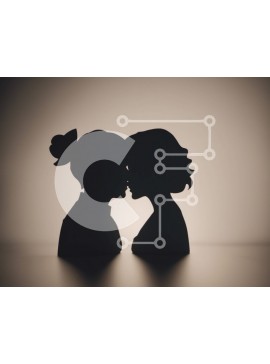 Intra Συλλεκτικό Ξύλινο Παζλ Plywood  4mm - Σιλουέτα ενός ζευγαριού που φιλιέται με πάθος Σε Ξύλινο Κουτί - Διαστάσεις Puzzle: 10x10 cm – 25 κομμάτια