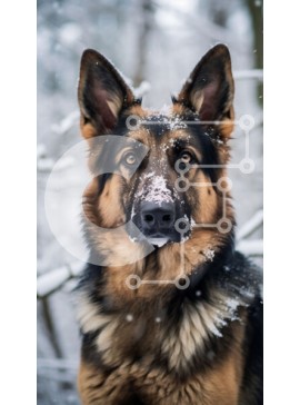 Σετ των 2 Intra Συλλεκτικό Ξύλινο Παζλ Plywood  4mm - Γερμανικός Ποιμενικός Σκύλος στο Χιόνι Σε Ξύλινο Κουτί - Διαστάσεις: 10x10 cm – 25 κομμάτια