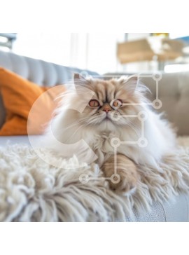 Intra Συλλεκτικό Ξύλινο Παζλ Plywood  4mm - Άνετη εικόνα μιας χνουδωτής περσικής γάτας που χαλαρώνει σε έναν λευκό καναπέ Σε Ξύλινο Κουτί - Διαστάσεις: 10x10 cm – 25 κομμάτια