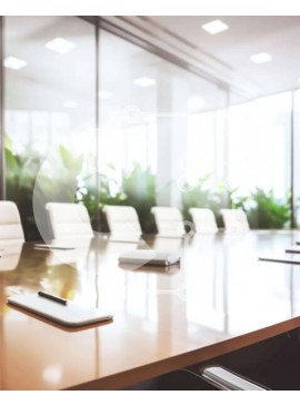 Intra Συλλεκτικό Ξύλινο Παζλ Plywood  4mm - Τραπέζι συνεδρίων με λευκές καρέκλες και φυτά στο φόντο Σε Ξύλινο Κουτί - Διαστάσεις Puzzle: 10x10 cm – 25 κομμάτια