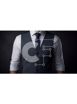 Intra Συλλεκτικό Ξύλινο Παζλ Plywood  4mm - Άνδρας που φορά σκούρο μπλε γιλέκο και λευκό πουκάμισο με μαύρη γραβάτα Σε Ξύλινο Κουτί - Διαστάσεις Puzzle: 10x10 cm – 25 κομμάτια