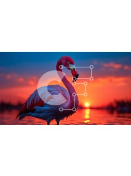 Intra Συλλεκτικό Ξύλινο Παζλ Plywood  4mm - Όμορφο φλαμίνγκο στο ηλιοβασίλεμα Σε Ξύλινο Κουτί - Διαστάσεις: 10x10 cm – 25 κομμάτια