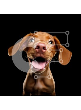 Intra Συλλεκτικό Ξύλινο Παζλ Plywood  4mm - Ευτυχισμένος καφέ σκύλος με τη γλώσσα έξω κοιτάζοντας την κάμερα Σε Ξύλινο Κουτί - Διαστάσεις: 10x10 cm – 25 κομμάτια