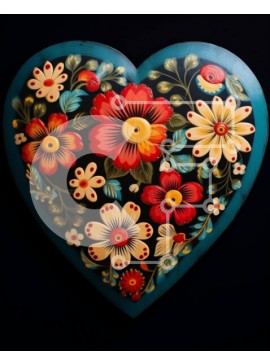 Intra Συλλεκτικό Ξύλινο Παζλ Plywood  4mm - Ξύλινο κουτί σε σχήμα καρδιάς με πολύχρωμα λουλούδια και πεταλούδες Σε Ξύλινο Κουτί - Διαστάσεις Puzzle: 10x10 cm – 25 κομμάτια