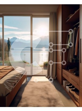 Intra Συλλεκτικό Ξύλινο Παζλ Plywood  4mm - Όμορφο ουδέτερο υπνοδωμάτιο με θέα στη λίμνη ή στον ωκεανό Σε Ξύλινο Κουτί - Διαστάσεις Puzzle: 10x10 cm – 25 κομμάτια