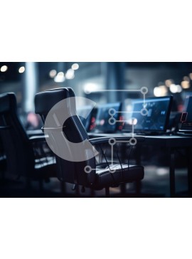 Intra Συλλεκτικό Ξύλινο Παζλ Plywood  4mm - Μοντέρνο δωμάτιο υπολογιστών με πολλαπλά γραφεία και οθόνες Σε Ξύλινο Κουτί - Διαστάσεις Puzzle: 10x10 cm – 25 κομμάτια