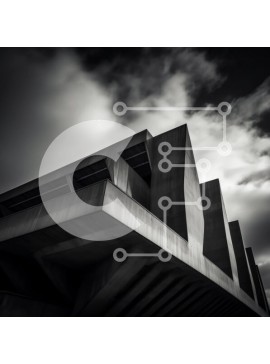 Intra Συλλεκτικό Ξύλινο Παζλ Plywood  4mm - Αφηρημένο ασπρόμαυρο κτήριο με γωνιακά σχήματα Σε Ξύλινο Κουτί - Διαστάσεις Puzzle: 10x10 cm – 25 κομμάτια